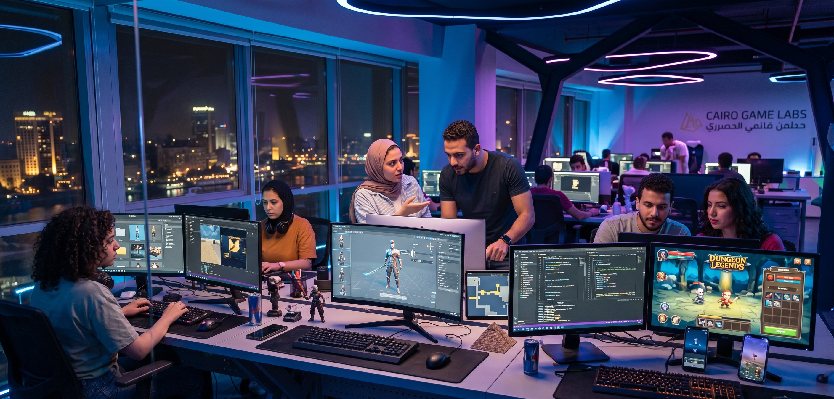 Futuristic Velonixator studio workspace in Cairo